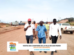 Visite des chantiers de la ville de SAN-PEDRO - Route des grumiers - 30 Mars 2023