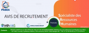 RECRUTEMENT D’UN SPECIALISTE EN SUIVI-EVALUATION (PASEA)